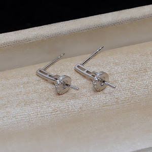 Boucles d'oreilles en argent S925 pour femme, cheveux de fœtus, perles DIY, 8-9 pouces avec plateau à bijoux vide, 3977-Findings & Components - Product Image 4