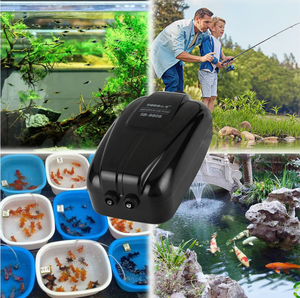 Bomba de Ar Ajustável para Aquário - Bomba de Oxigênio Ultra Silenciosa para Tanques de Peixes com Saídas Duplas e Alta Aeração para Tanques de 20-100 Galões - Product Image 3