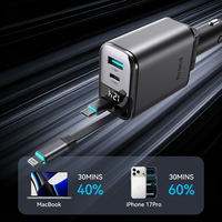Chargeur de voiture rétractable double 4-en-1 ultra-rapide 80 cm avec sortie 12/24 V et adaptateurs de voiture TYPE C avec fonction QC 3.0 OEM