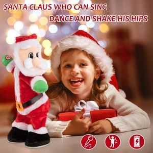 Danse électrique noël peluche poupée en peluche chantant anglais espagne chanson noël père noël jouets pour enfants père noël twerk - Product Image 4