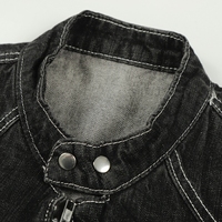 Vestes en jean noires personnalisables ODM, style streetwear basique, amples, brodées, 100 % coton, pour créateurs de mode, faible MOQ