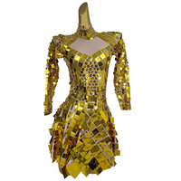 Bling paillettes paillettes boîte de nuit fête une ligne Mini robe femmes Live House chanteur danseur scène Performance Costume Festival tenue