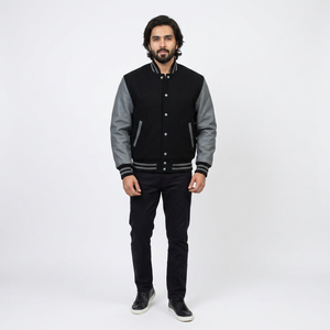 Chaqueta de Invierno Estilo Bomber Varsity Personalizada con Letras Divididas, Cuello Alto y Logotipo Frontal para Adultos y Jóvenes - Product Image 1