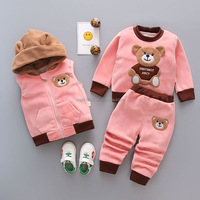 Ensemble 3 pièces pour bébé fille, vêtements d'hiver chauds en polaire, hauts + gilet + pantalon, prix abordable, collection automne-hiver