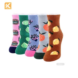 KT2- K0132 chaussettes de sommeil duveteuses pour femmes, chaussettes tube de sommeil pour femmes, bonneterie