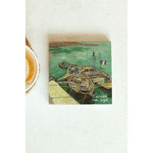 Série Vincent Van Gogh, ensemble de sous-verres en pierre unique, design carré 103, pour cadeau d'entreprise, sous-verre pour tasse ou promotion - Product Image 1