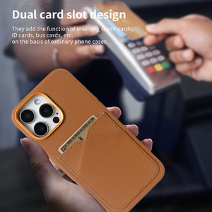 Hai thẻ có thể được chèn vào cho iPhone 16 15 PU vật liệu tái chế trường hợp điện thoại thân thiện với môi tái chế tuyên bố tiêu chuẩn trường hợp điện thoại - Product Image 2