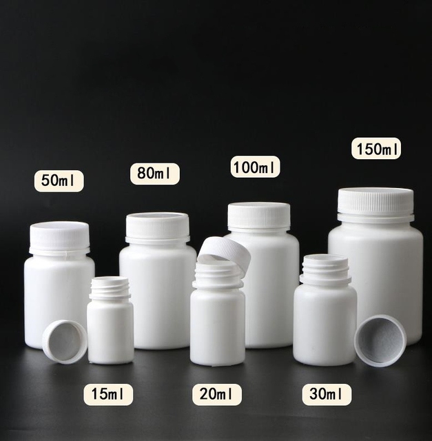 15ml 20ml 30ml 50ml 60ml 100ml 150ml Custom Empty White Plastic Tablet Storage Container Medicine Pill Capsule Packaging Bottle