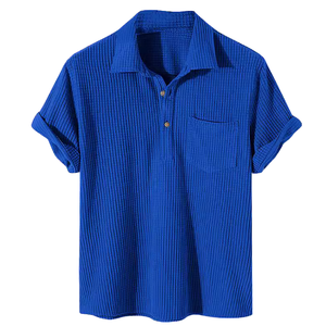 Camisa Casual para Hombre, Otoño, Tejida, Cuello Camisero, 100% Algodón, Manga Larga, con Botones - Product Image 1