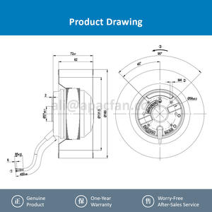 Ventilador Centrífugo de Refrigeración con Rodamiento de Bolas para Inversor, 260mm, OEM, R4E160-AB01-01, 230VAC, 50/60HZ, 1300/1400RPM, 67/90W, 0.3/0.4A - Product Image 4