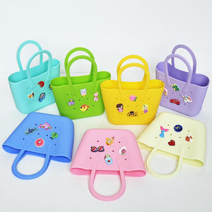 어린이용 실리콘 키백 컬러풀 핸드헬드 비치 모바일폰 수납 PVC 라이닝 오픈 DIY 워킹 엄마 가방용 - Product Image 1