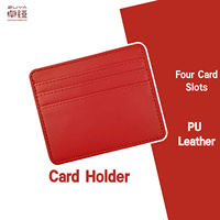 Dompet kartu kredit wanita, dompet kulit ramping Logo kecil berdiri kartu bisnis wanita