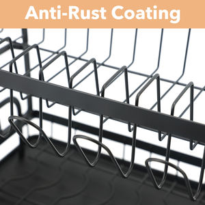 Scolapiatti in Ferro a 2 Ripiani con Vassoio Raccogligocce e Tubo, Organizzatore da Cucina con Portautensili e Portabicchieri - Product Image 5