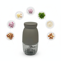 Robot culinaire électrique multifonctionnel en verre pour usage domestique, capacité 0,3 L, 4 lames, hachoir et moulin à viande