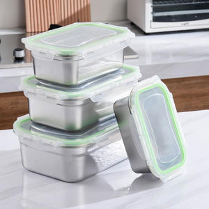 Boîte à lunch écologique à double étage en acier inoxydable grande capacité avec couvercle transparent scellable, compatible congélation, pour une conservation optimale de la fraîcheur - Product Image 3