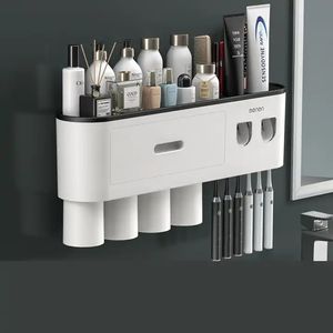 Venda quente Toothbrush Titular Wall Mounted Prateleira De Armazenamento Banheiro Multifuncional Creme Dental Automático Dispenser titular - Product Image 6