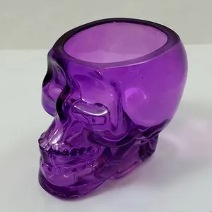 Creative Designer Crystal Clear Colored Skull Glass Candle Jars