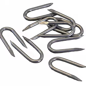 Clous de clôture galvanisés <span class=keywords><strong>en</strong></span> acier au carbone <span class=keywords><strong>en</strong></span> forme de <span class=keywords><strong>U</strong></span> <span class=keywords><strong>pour</strong></span> l'installation de clôtures <span class=keywords><strong>en</strong></span> bois et de grillages métalliques - Product Image 1