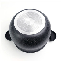 Casserole en aluminium antiadhésive pour soupe et couscous, sans fumée d'huile, pour cuisinière à gaz, usage domestique, avec couvercle en silicone et verre