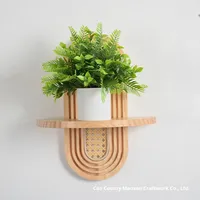 Étagère murale décorative multifonctionnelle en bois massif vintage de style wabi-sabi, support pour pot de fleurs en rotin pour salon
