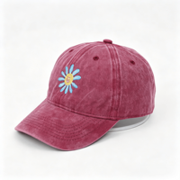 Casquette de baseball brodée motif dessin animé en promotion, vente en gros, 6 panneaux, motif floral, LOGO personnalisé, casquettes de baseball vierges, petit chapeau de papa marguerite