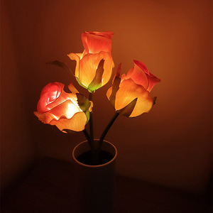 Adorno de lámpara Rosa maceta de flores ambiente luz nocturna lámpara de hogar Decoración de mesa regalo Uionen 2179 - Product Image 3