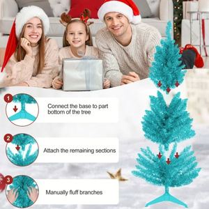 High Quality 1.2m Light Blue Artificial <b>Pine</b> Christmas Tree PET Shiny Finish Modern Holiday Decor for Home & Office - Product Image 3