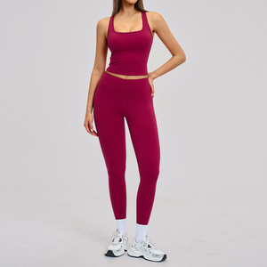 Ensemble <span class=keywords><strong>de</strong></span> <span class=keywords><strong>sport</strong></span> 2 pièces Aoyema <span class=keywords><strong>de</strong></span> qualité, brossé, respirant, texturé, sans coutures, moulant et dos nu pour l'extérieur - Product Image 5