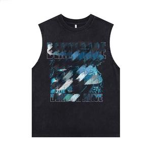 เสื้อยืดแขนกุดผู้ชาย ผ้าคอตตอนหนา 230 กรัม สไตล์วินเทจ ทรงหลวม โอเวอร์ไซส์ เสื้อกล้ามแนวสตรีทอเมริกัน รับผลิตแบบ ODM พร้อมสกรีนโลโก้ - Product Image 3