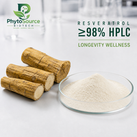 Poudre d'extrait de Resvératrol de qualité alimentaire en vrac 98% par HPLC certifiée Halal Ingrédient de supplément à base de plantes Fournisseur PhytoSource