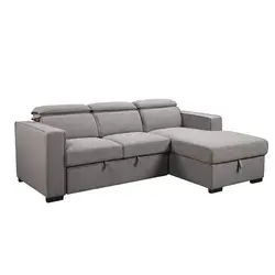 2p avec lit extensible + chaise longue Mobilier d'intérieur chesterfield tissu salon modulaire Canapé-lit modulable en L avec appui-tête