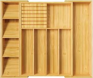 ZC özel genişletilebilir bambu çatal bıçak kabı organizatör depolama tepsisi çekmece organizatör mutfak eşyaları için - Product Image 1