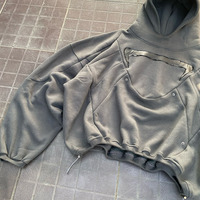 100% coton français éponge à capuche hommes patchs brodés personnalisés Logo Streetwear Vintage surdimensionné capuche pull automne