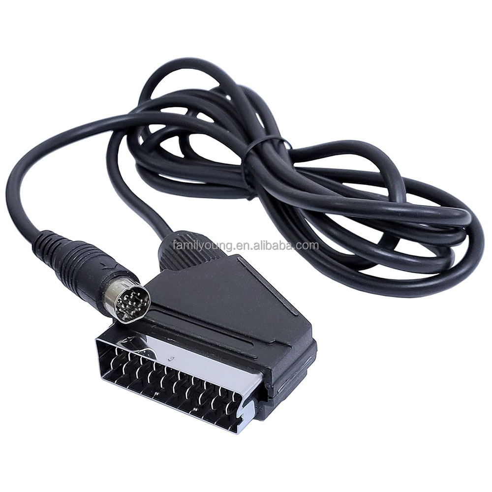 セガサターン用 1.8M 10Pin-21Pin SCART RGB AVケーブル（ブラック）