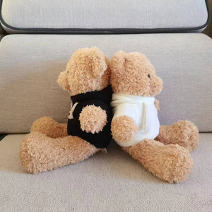 新年プロモーションギフト会社マスコットかわいいぬいぐるみカスタムロゴぬいぐるみテディベアホワイトブラックパーカーシャツ - Product Image 6