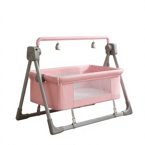 Pink Electric Baby Crib With <b>Remote</b> <b>Control</b> Modern Design For Babies 0-3 Years - Product Image 1