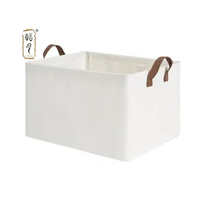 KUYUE Extra Large Fabric Storage Bins with PU Handles, Storage Baskets for Organizing, Large Laundry Basket