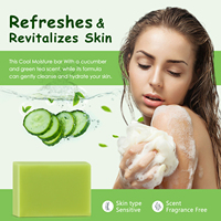 Savon hydratant rafraîchissant au thé vert et au concombre OEM/ODM, exfoliant corporel, apaisant, anti-acné, végétalien, naturel, à base de plantes