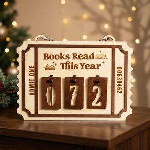 Panneau suspendu en bois rustique pour comptoir de bibliothèque, avec inscription « Livres lus cette année », décoration littéraire unique pour bureau et bibliothèque - Product Image 1
