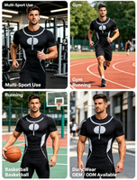 T-shirt de sport pour homme à manches courtes, imprimé par transfert thermique, coupe classique, respirant, anti-rétrécissement, en polyester MilkSilk, séchage rapide, pour la gym et l'entraînement