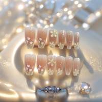 Lot de 12 faux ongles carrés pré-découpés de 3 cm en ABS de haute qualité, style français, à coller, avec colle, pratiques