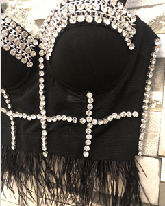 Sexy Fashion Feather Beading Evening Party Nightclub Cocktail <strong>Boob</strong> <strong>Tube</strong> Top - Product Image 4