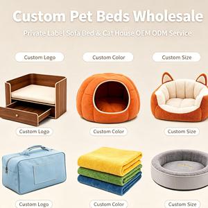 Custom Pet <b>Bed</b> Cat <b>House</b> Sofa <b>Bed</b> With Removable Washable Cover Solid Color Round Shape Faux Fur Material For Indoor Cats - Product Image 1