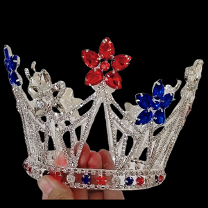 มงกุฎทรงกลมคริสตัลพลอยเทียมรักชาติสำหรับการประกวดเจ้าหญิงมงกุฏสำหรับงานเลี้ยงครอบฟัน - Product Image 1