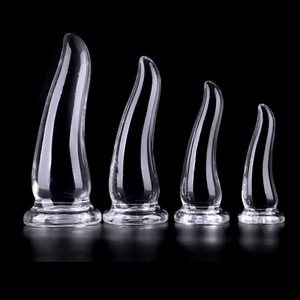 MOGloves Mujer Erótico TPE Material Bullhorn Tipo Anal Plug Clear Crystal <span class=keywords><strong>Bar</strong></span> para Masturbación - Product Image 1