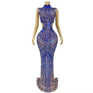 AD1845 elegante abito da sera di lusso da donna a manica lunga strass di cristallo impreziosito di alta qualità per feste ed eventi - Product Image 1