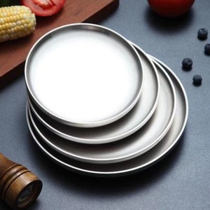 Stainless Steel Double Layer Heat Insulating Round Plate For Grilling Meat And Sashimi Serving Party Use - Product Image 2