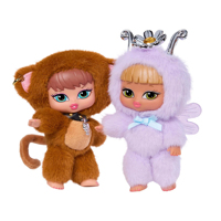 Bratzz Bratziez Iconz Bestiez Blind Box Pendentif en peluche brillant et scintillant avec yeux en forme de cœur et autocollant d'authentification