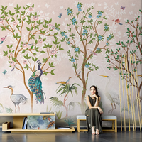 Papier peint personnalisé fleurs et oiseaux 3D Home Decoration Mural Chinoiseris Wallpaper