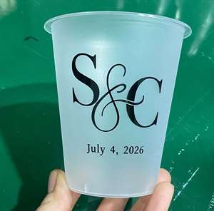 Gobelet en plastique PP/PET transparent givré jetable pour mariage, 9oz, 12oz, 16oz, avec logo personnalisé pour thé au lait aux bulles et café - Product Image 6
